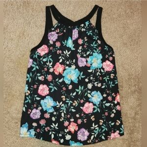 Express Black Floral Tank Top